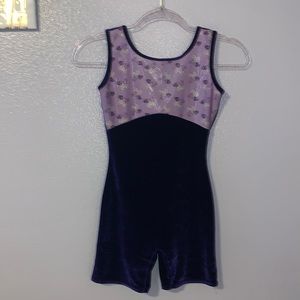Duck Crossing by Avenue purple velour ballet dance leotard